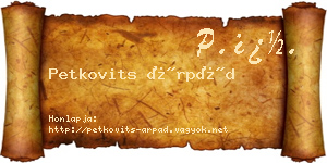 Petkovits Árpád névjegykártya