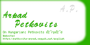 arpad petkovits business card